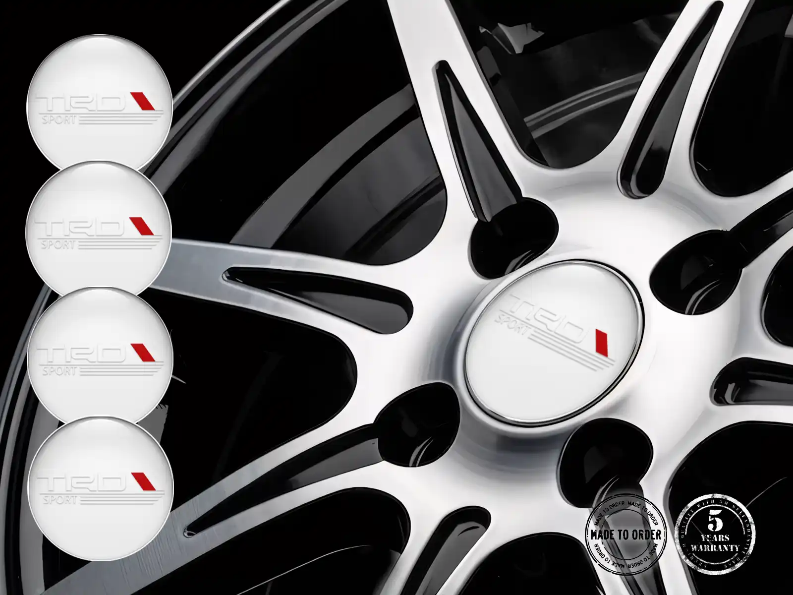 Toyota TRD Pegatinas Resina Bombadas Diseño de Tapacubos Logo